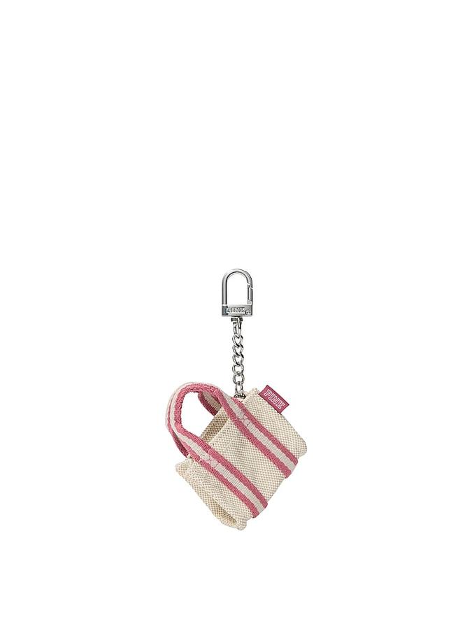 Beige Mini Tote Keychain Charm Mini Tote Keychain Charm