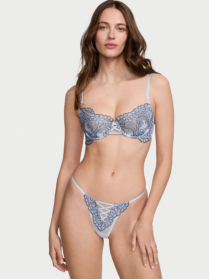Boho Floral Embroidery Thong Panty image number 3