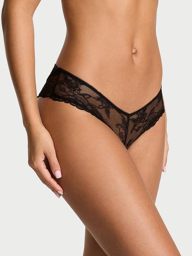 Lace Strappy Hardware Open-Gusset Cheeky Panty