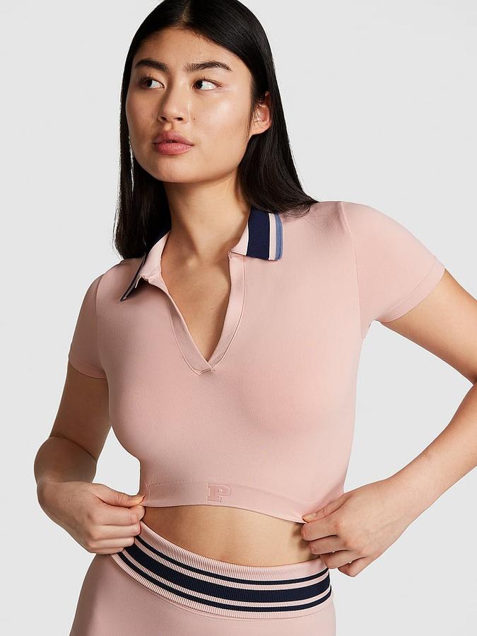 Soft Seamless Polo Cropped Tee image number 0