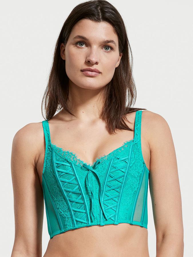 Unlined Lace-Up Corset Top image number 0