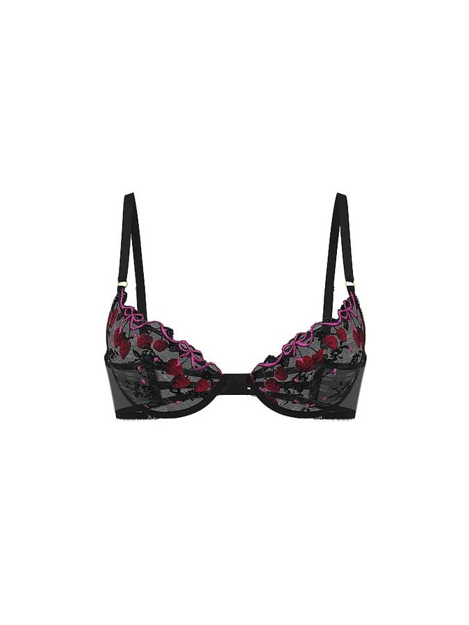 Cherry Pop Embroidery Unlined Demi Bra image number 2