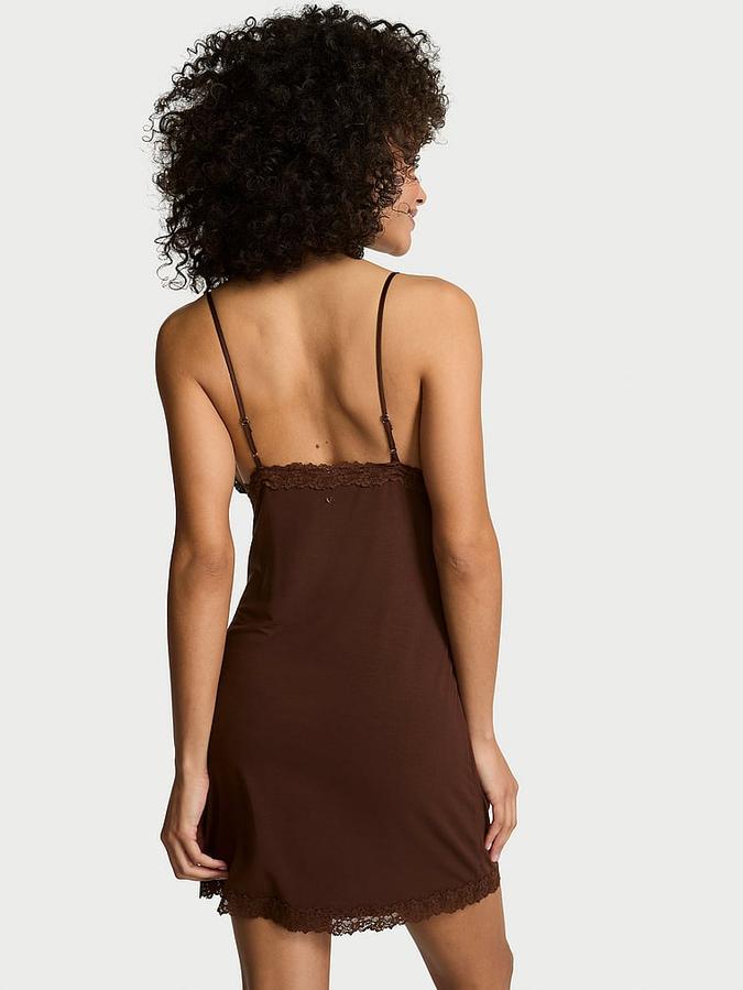 SoSoft&trade; Modal Lace-Trim Tie-Front Slip Dress