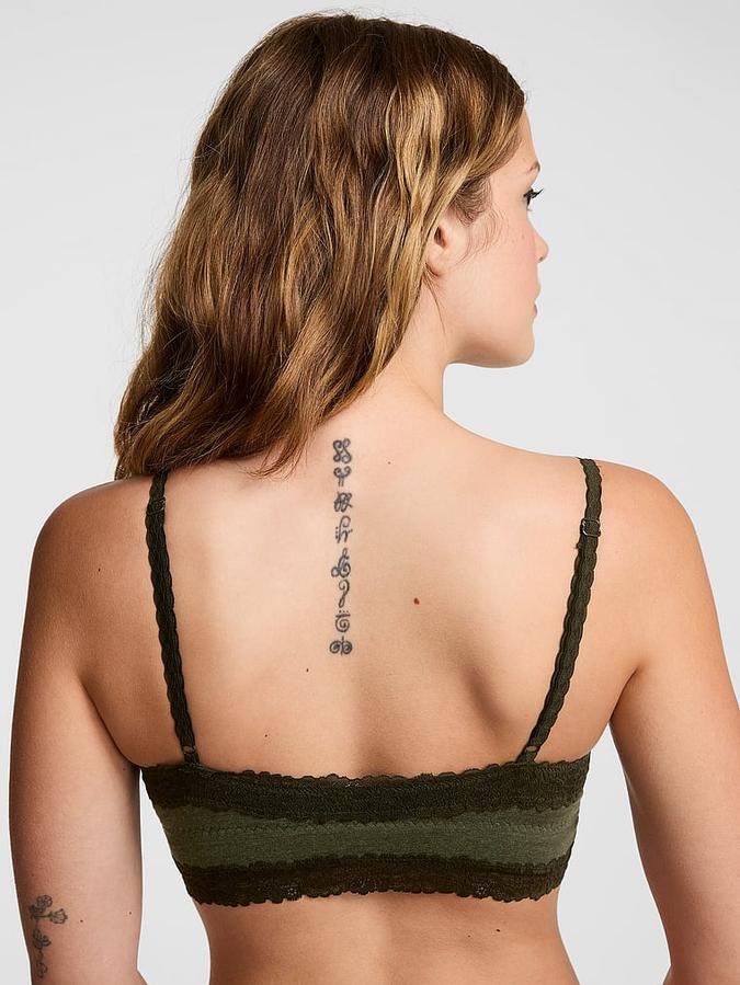 Cotton Lace-Trim Front-Close Triangle Bralette image number 1