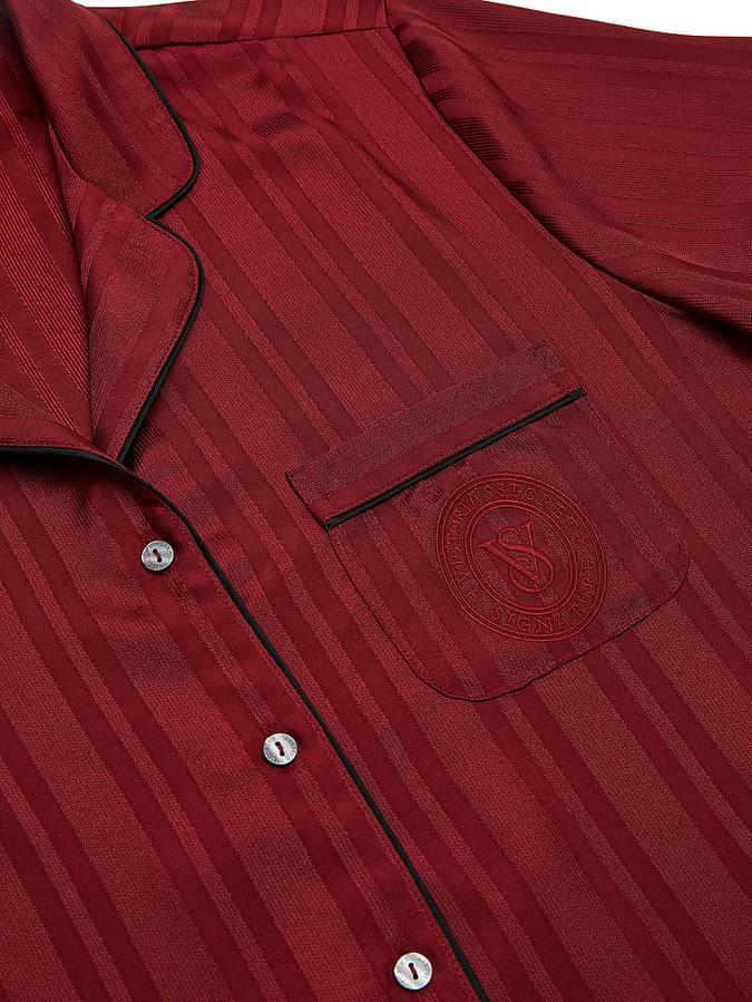 Glazed Satin Long Pajama Set image number 3