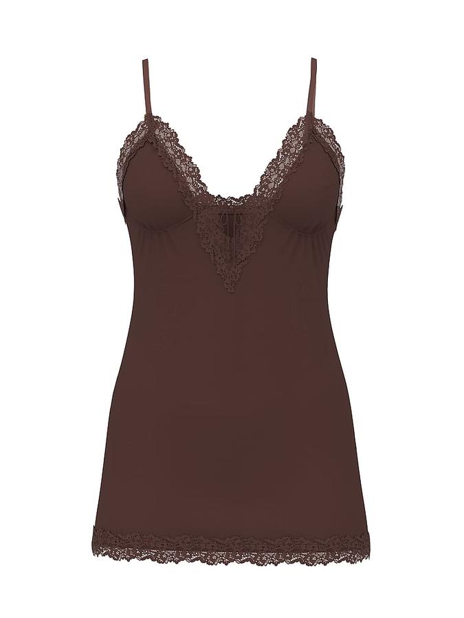 SoSoft&trade; Modal Lace-Trim Tie-Front Slip Dress image number 2