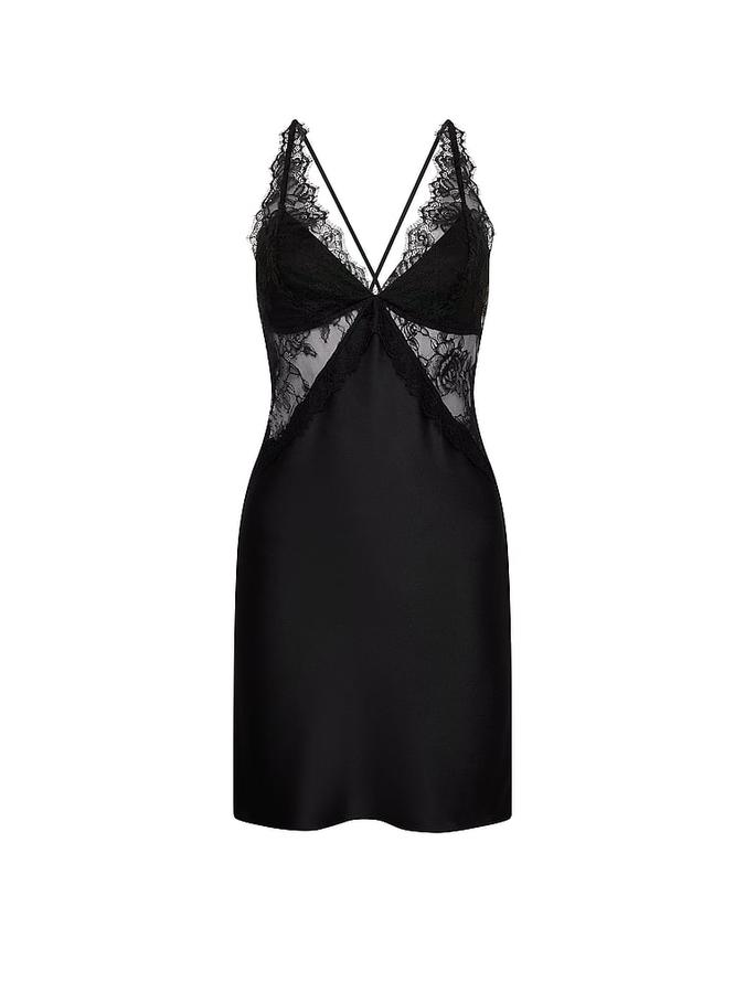 Satin Rose Lace Mini Slip Dress image number 2