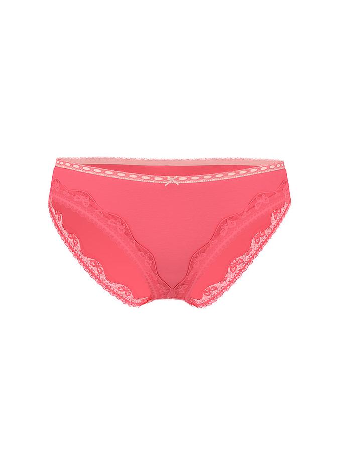 Cotton Bow Lace-Trim Bikini Panty image number 2