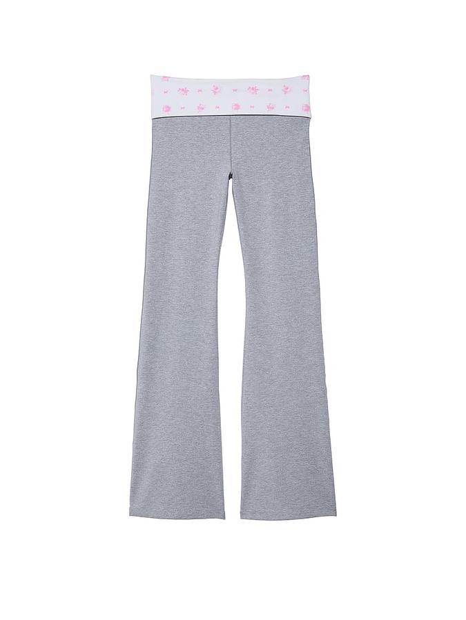 PINK x LoveShackFancy Cotton Foldover Flare Leggings image number 2