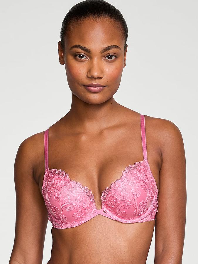 Boho Floral Embroidery Push-Up Bra image number 0