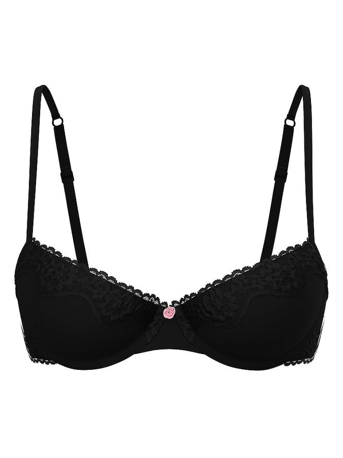 Cotton Shadow Stripe Unlined Demi Bra image number 2