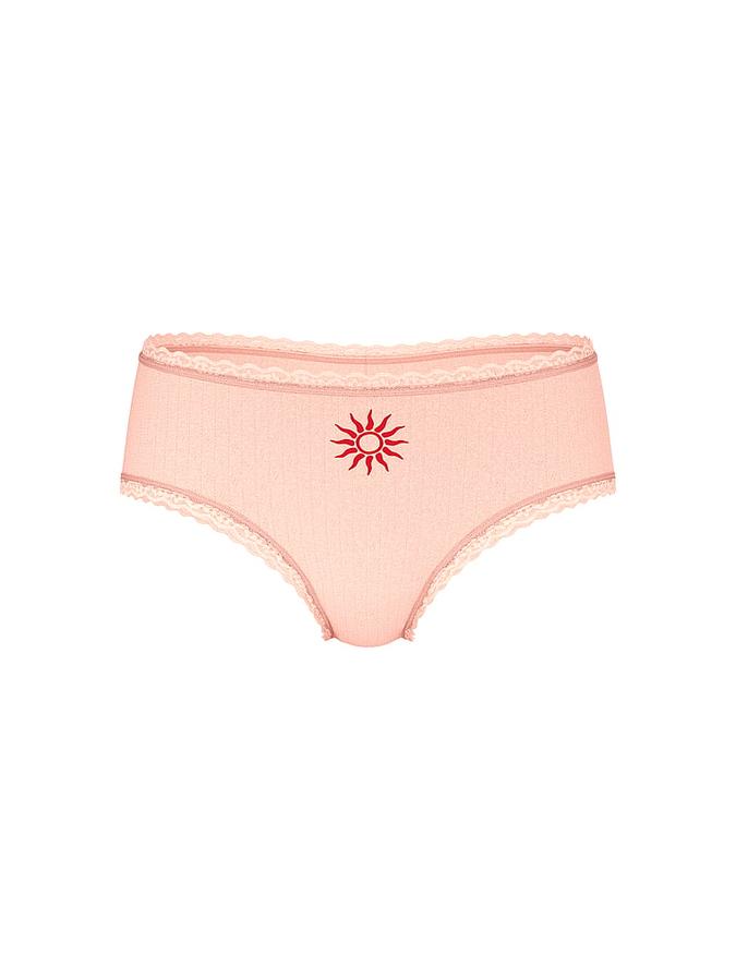 Stretch Cotton Pointelle Lace-Waist Cheeky Panty image number 2