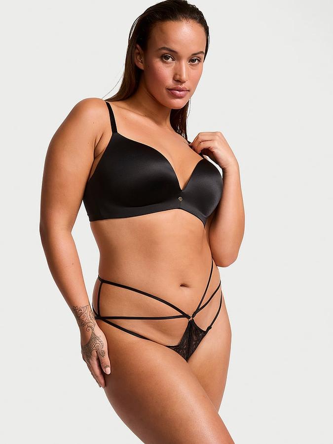 Lace Strappy Crotchless Cheeky Panty image number 3