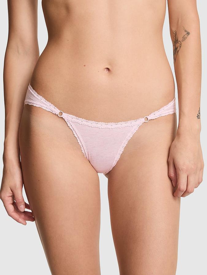 Cotton Lace-Trim Low-Rise Cheeky Panty