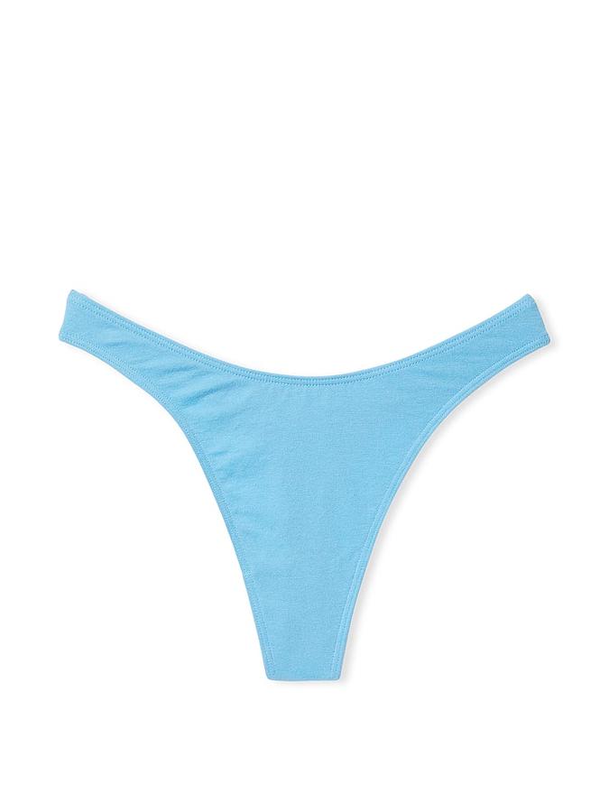 Stretch Cotton High-Leg Scoop Thong Panty image number 2