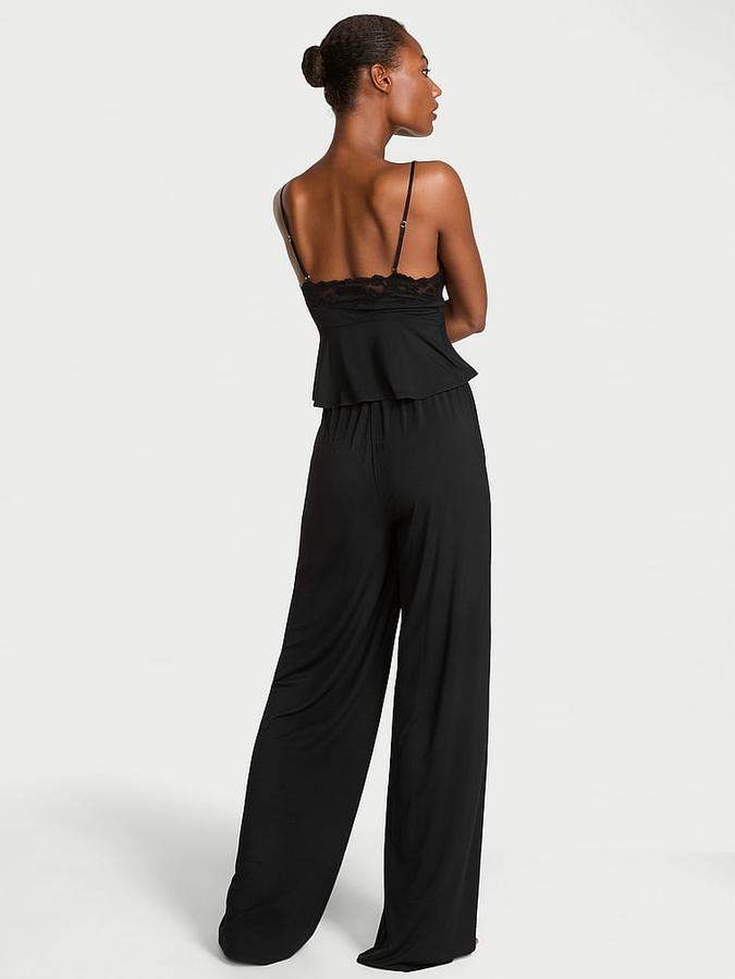 Modal Soft Lace-Trim Cami & Wide-Leg Pant Set