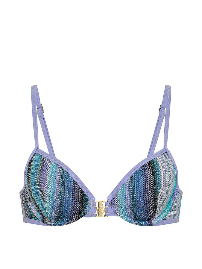 Shimmer Stripe Knit Balconette Bikini Top image number 2