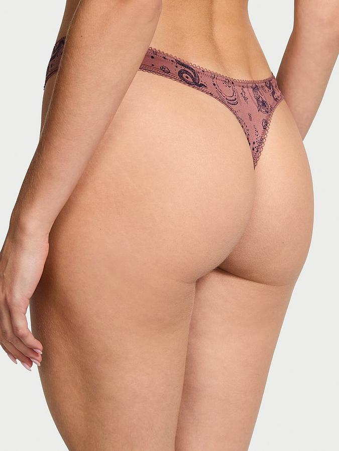 Printed High-Leg Thong Panty image number 1