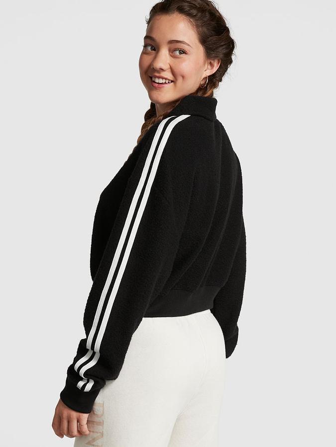 Reverse Fleece Cropped Polo Sweatshirt image number 1