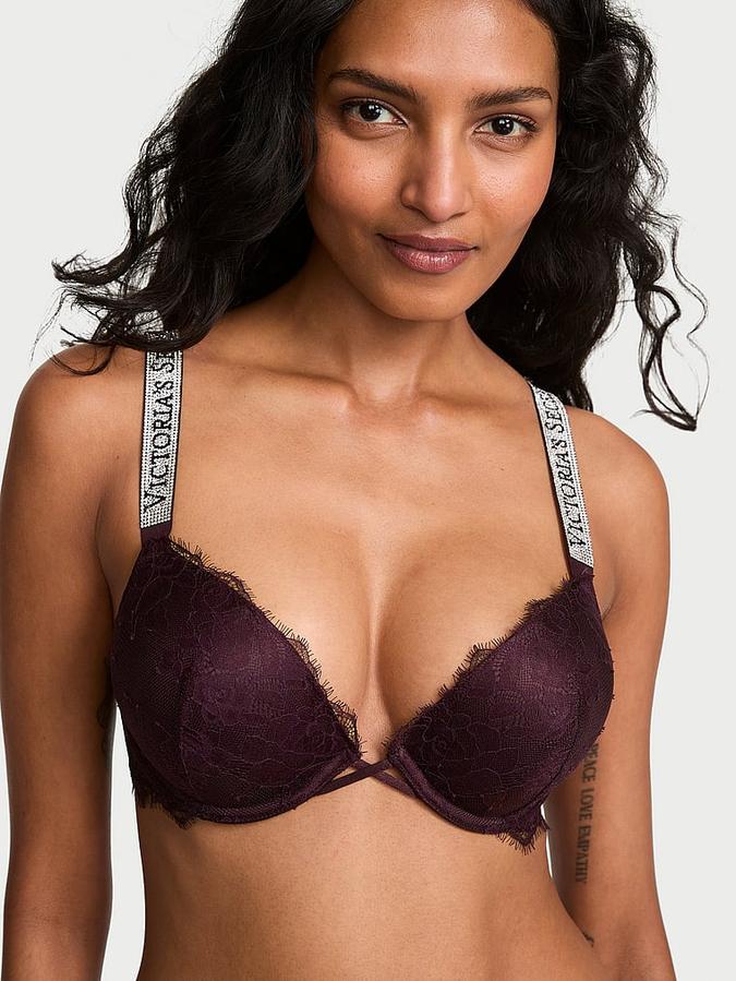 Bombshell Add-2-Cups Shine Strap Rose Lace Push-Up Bra