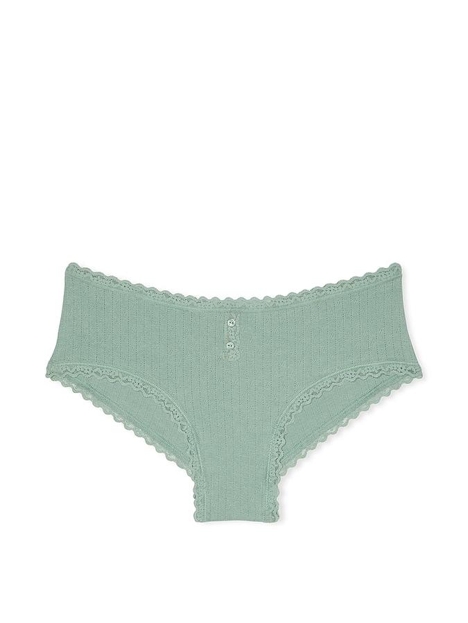 Cotton Pointelle Lace-Trim Cheeky Panty image number 2