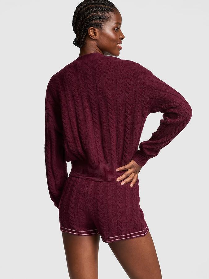 Collegiate Cable-Knit Cropped Cardigan image number 1