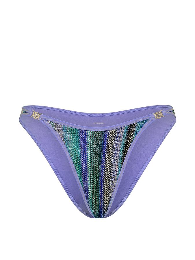 Shimmer Stripe Knit Brazilian Bikini Bottom image number 2