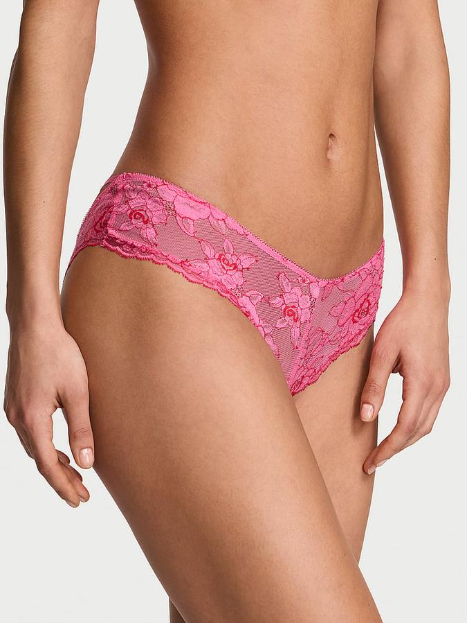 Rose Lace Strappy Ring Hardware Crotchless Cheeky Panty