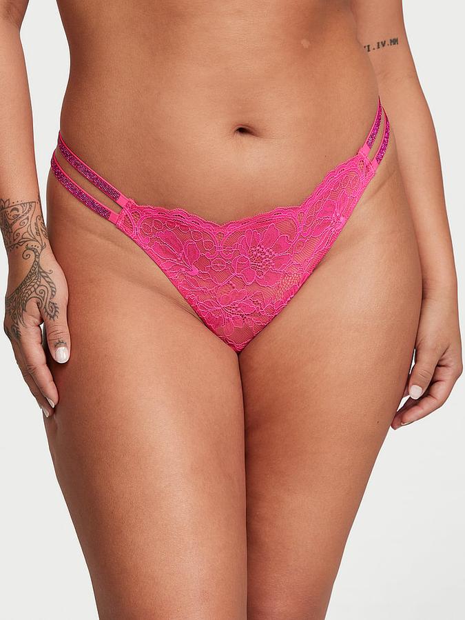 Double Shine Strap Lace Thong Panty image number 0