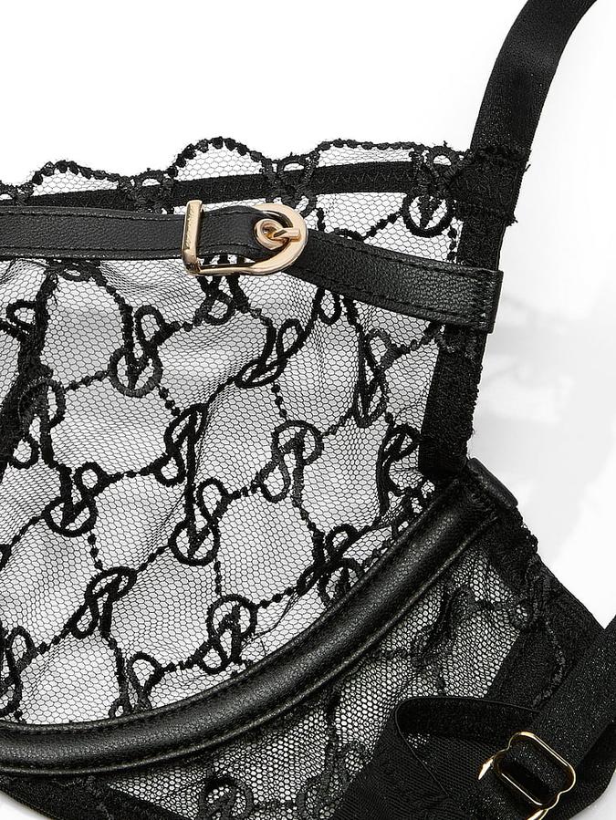 VS Logo Embroidery Unlined Low-Cut Demi Bra image number 1