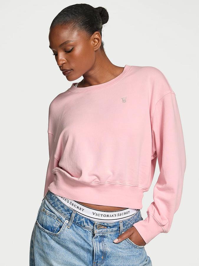 Obsessed Terry Crop Crewneck Sweatshirt