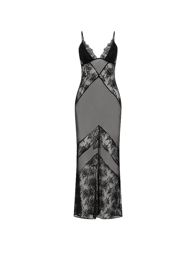 Chiffon & Rose Lace Maxi Slip Dress image number 2