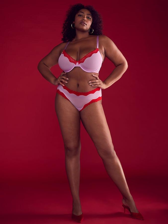 Tease Mesh Lace-Trim Cheeky Panty image number 3