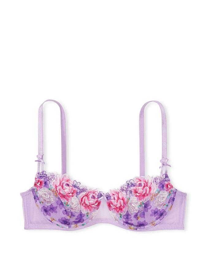 Wicked Unlined Floral Embroidery Balconette Bra image number 2