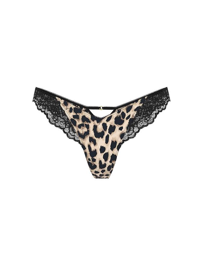Rose Lace-Trim High-Leg Thong Panty image number 1