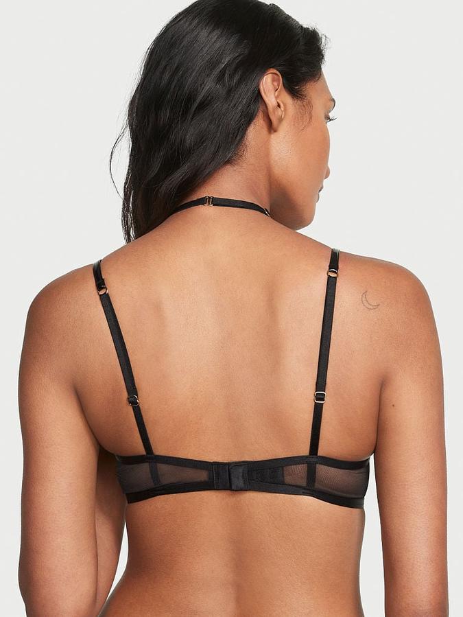 Unlined Rose Embroidery Low-Cut Demi Bra image number 1