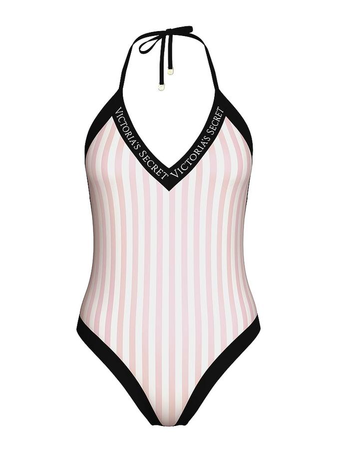 Iconic Logo Plunge One-Piece Swimsuit