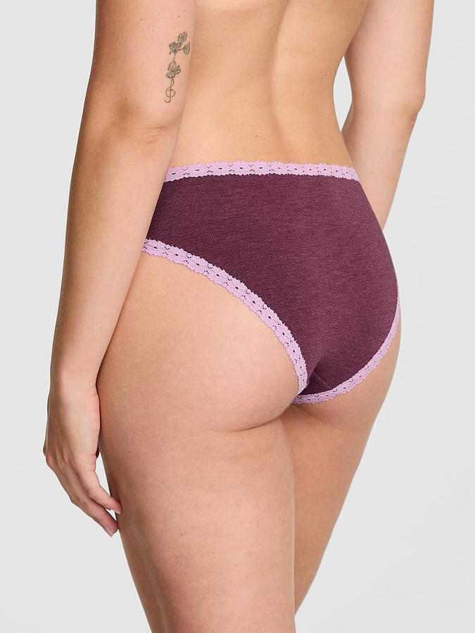 Cotton Lace-Trim Low-Rise Cheeky Panty