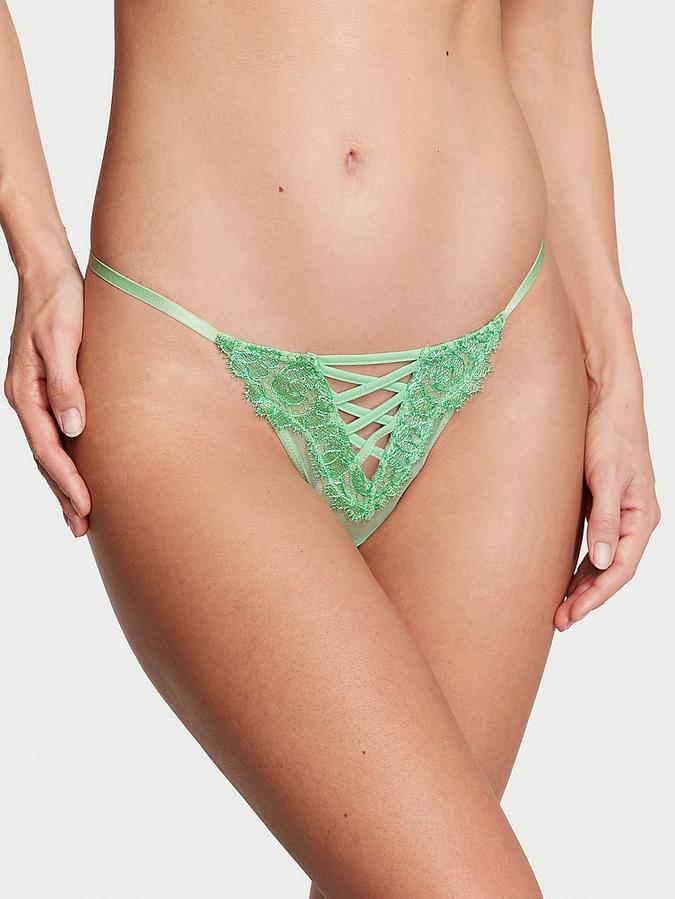 Boho Floral Embroidery Thong Panty image number 0
