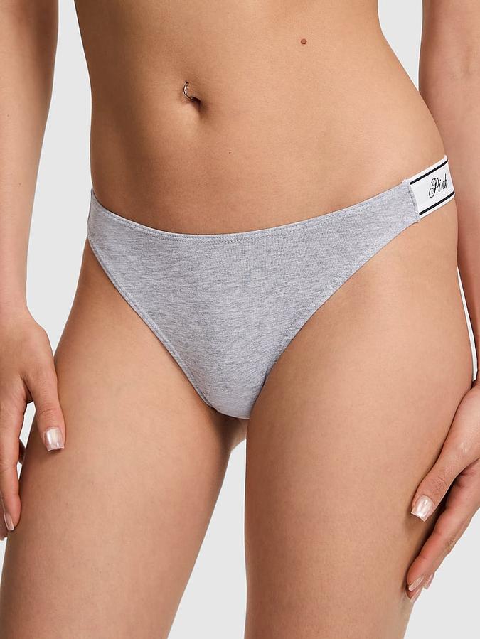 Logo Cotton Shine High-Leg Thong Panty