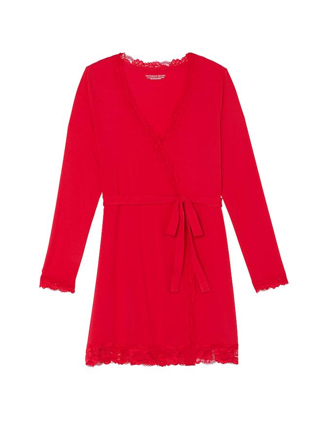 Modal Lace-Trim Robe image number 2