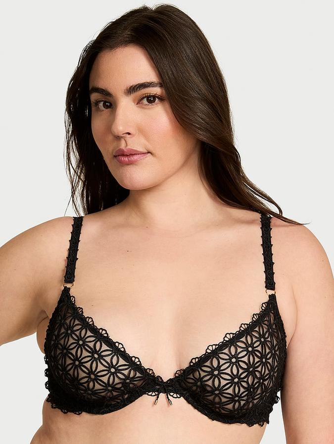 Geo Daisy Lace Unlined Low-Cut Demi Bra image number 0