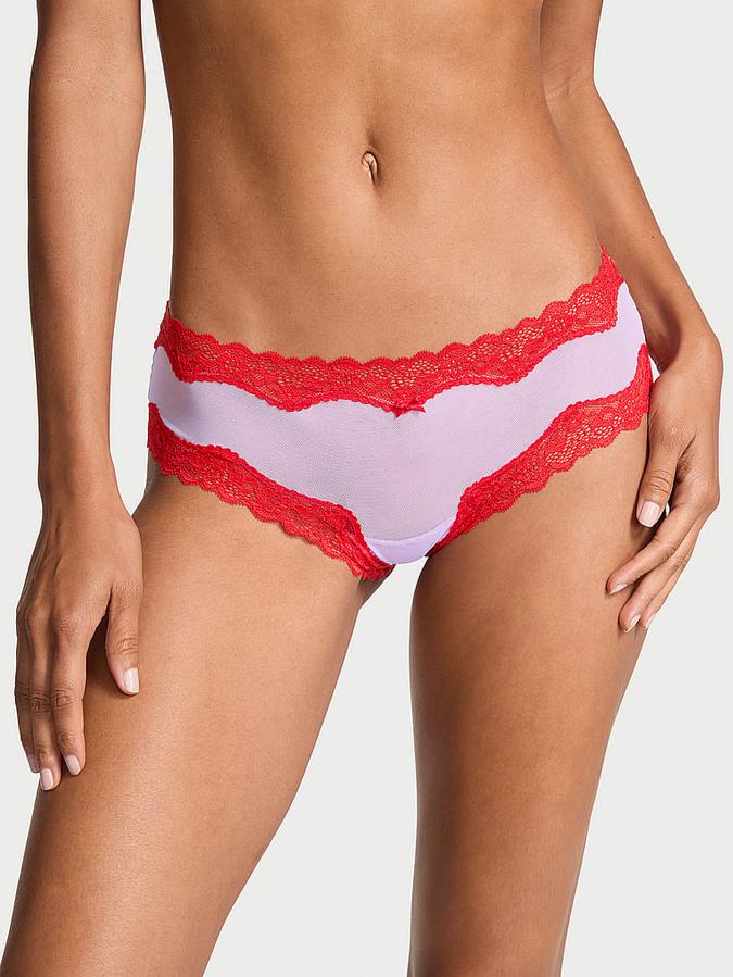 Tease Mesh Lace-Trim Cheeky Panty image number 0