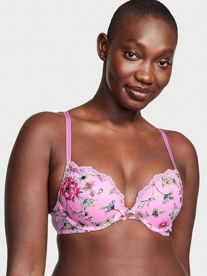 Floral Embroidery Push-Up Bra image number 0