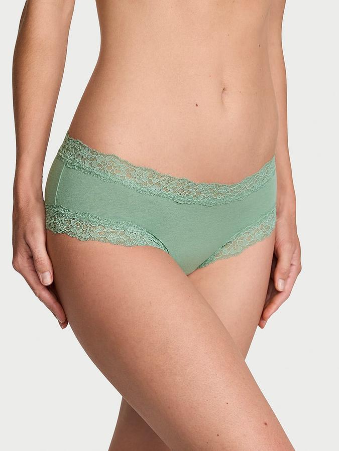 Lace-Waist Cotton Cheeky Panty image number 0