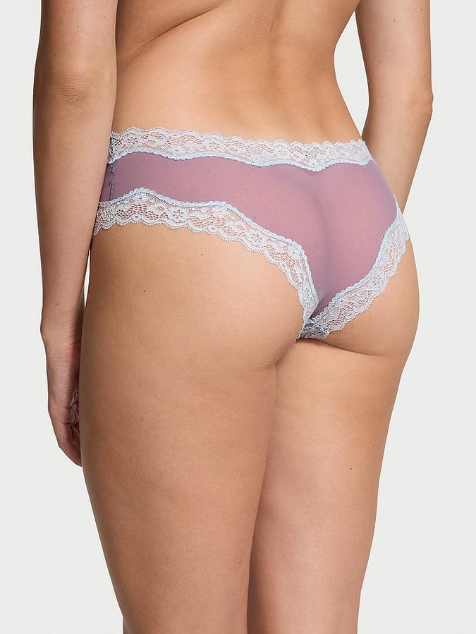Tease Mesh Lace-Trim Cheeky Panty