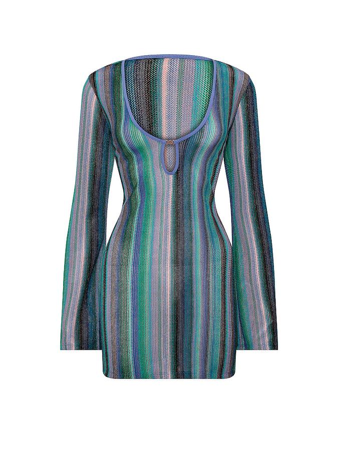Beachwear Shimmer Knit Long-Sleeve Mini Dress image number 2