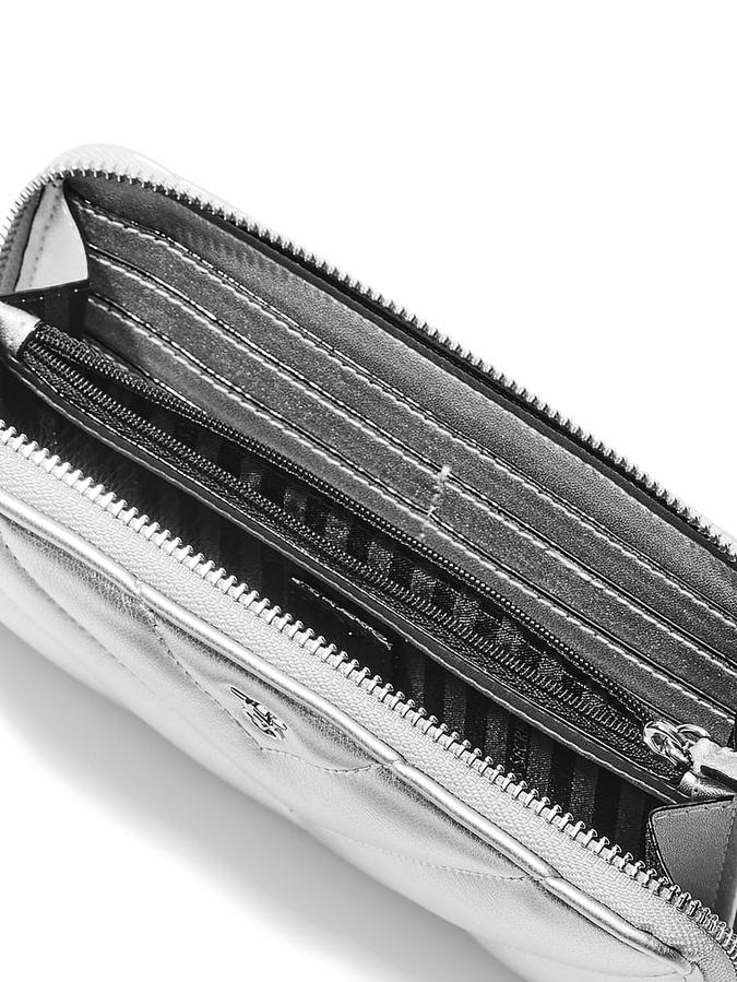 Large Wallet with Zip- Silver Metallic image number 2