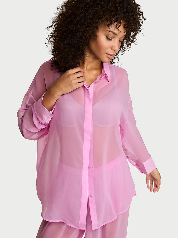 Chiffon Button-Front Shirt