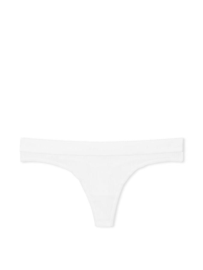 Logo Waist Pointelle Thong Panty image number 1